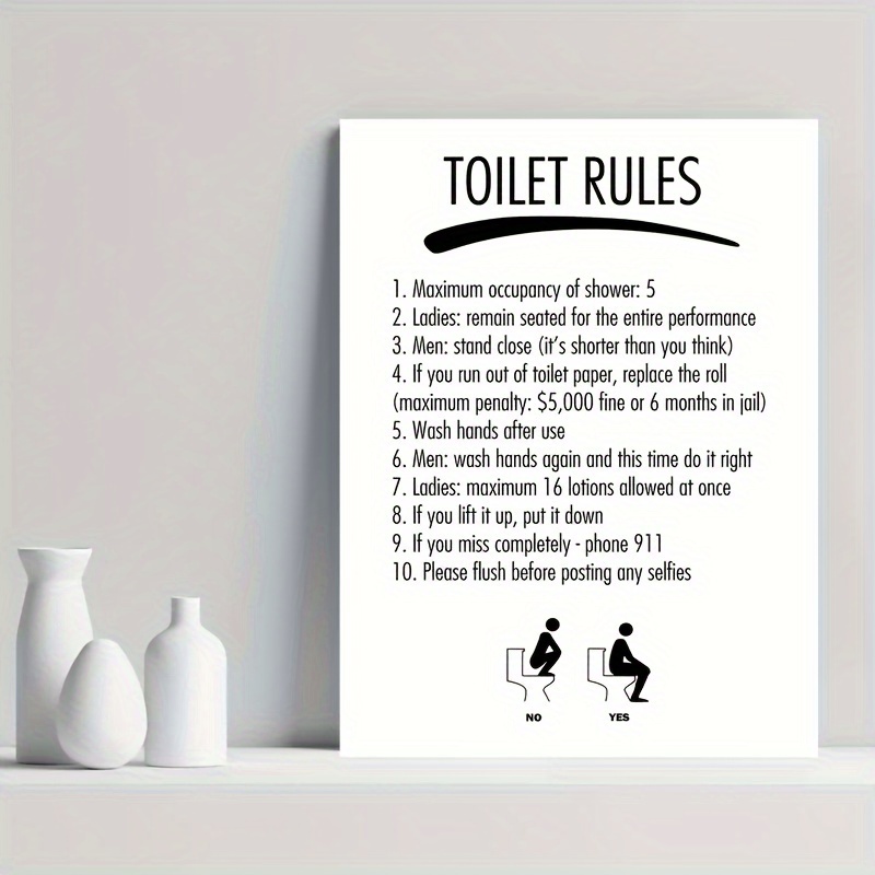 6 Teile/satz Leinwanddruck Poster, Toilette Kreative Tipps Satz,  Minimalistischen Stil, Home Wanddekoration, Badezimmer Toilette Wandkunst,  Keine Rahmen - Haushalt & Küche - Temu