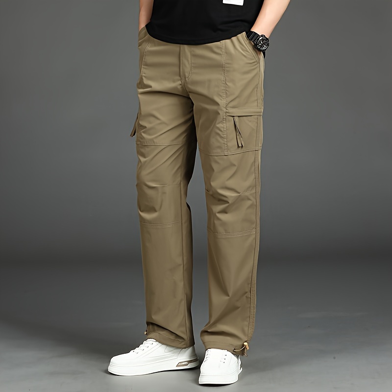 Men's Stylish Vintage Style Loose Solid Cargo Pants Pockets - Temu