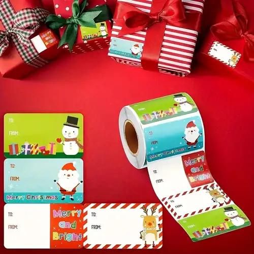 120pcs étiquettes autocollantes en papier de Noël, étiquettes autocollantes  en papier de Noël auto-adhésives pour cadeau de vacances 