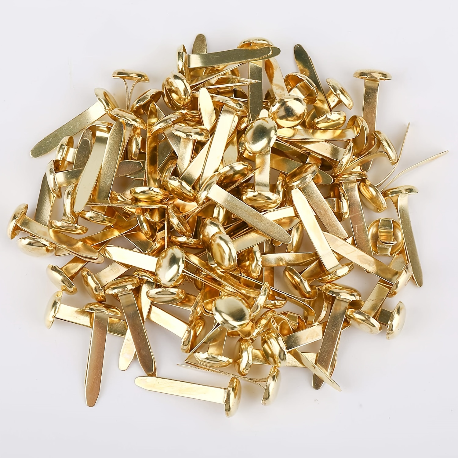 100PCS Brads Paper Fasteners Brass Round Mini Metal Brads