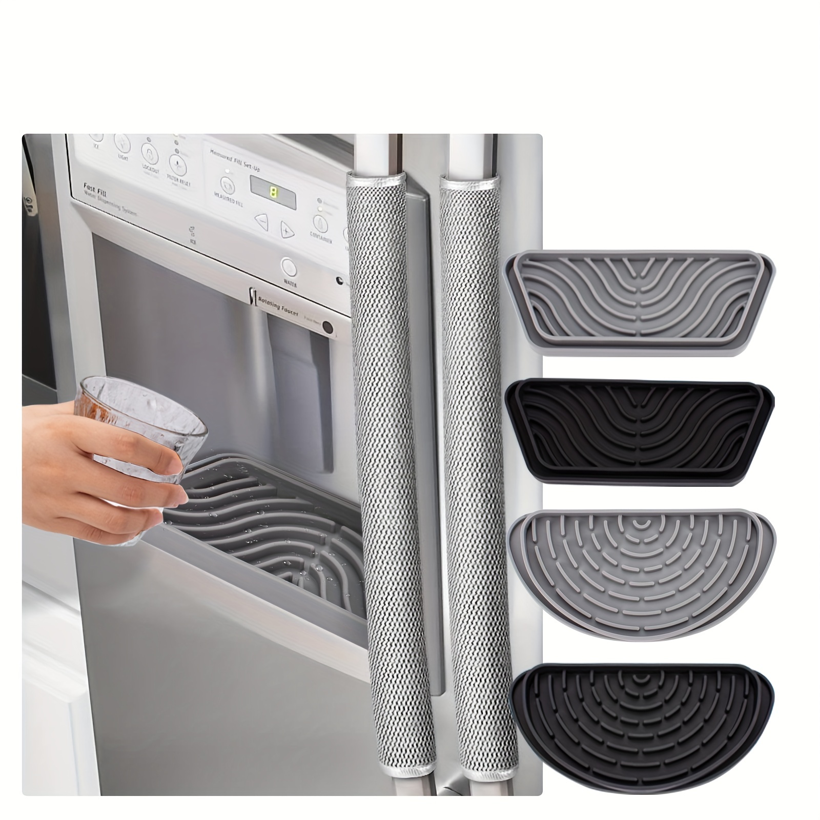 Refrigerator Water Dispenser Drip Tray Silicone Splash Guard Fridge Water Drip Catcher Collector Pan Pad Mat Home Kitchen Supplies, Size: B, Gray