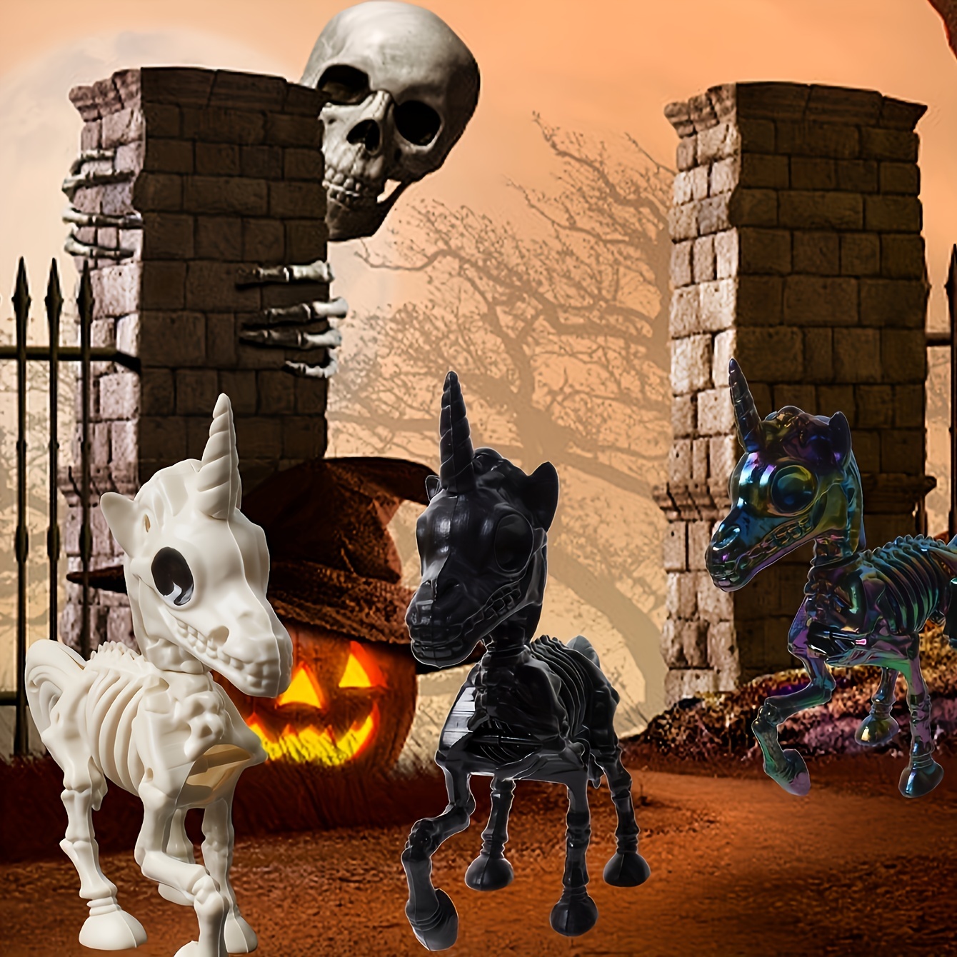 28PCS Simulation Human Bones 1 Bag of Bones Halloween Skeleton Horror toys  Haunted House Escape Horror props Decorations