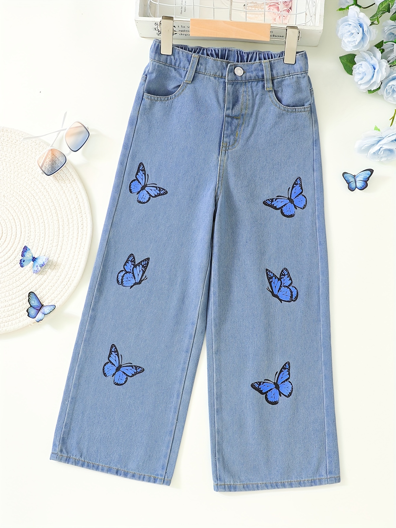 Girls Jeans and Pants with Butterfly Print