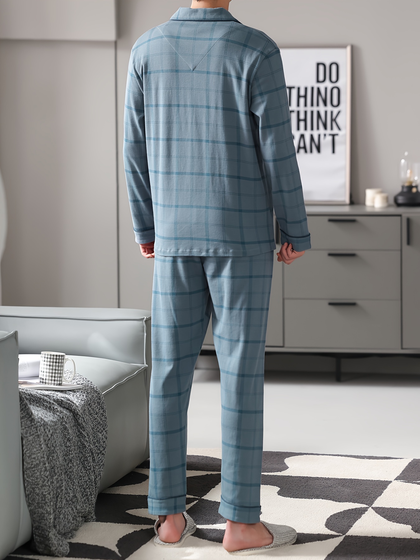 conjunto pijama algodón piezas hombres camisa larga Temu Uruguay