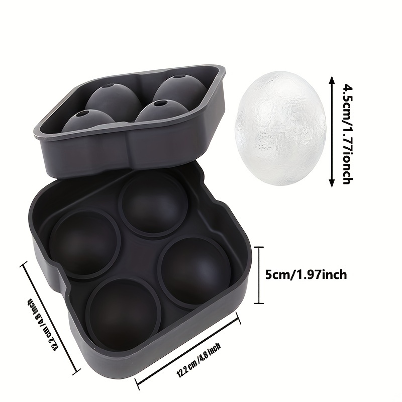 1pc Gray Whiskey Ice Ball Mold, Silicone Ice Cube Tray With Lid