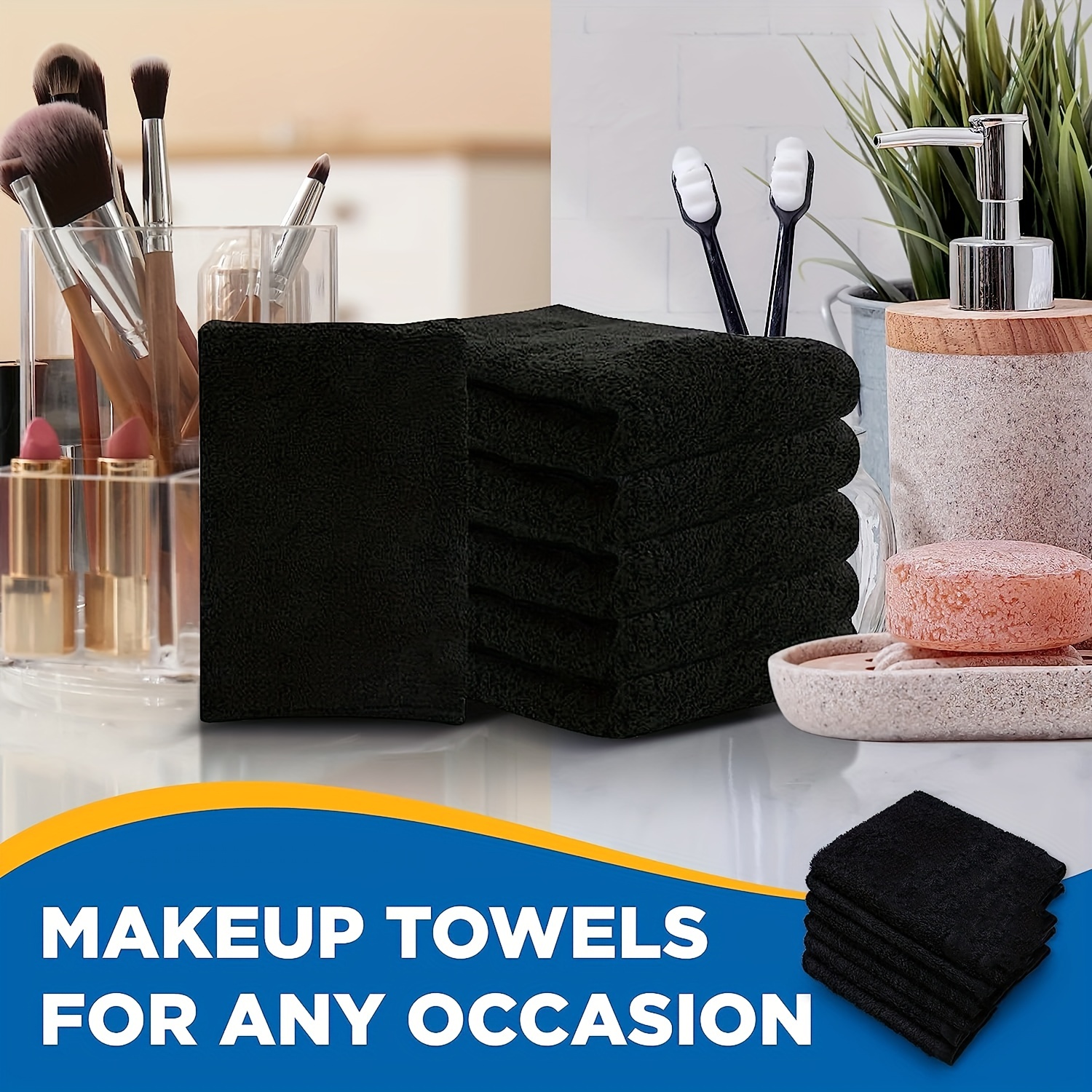 Black Makeup Towels  Reusable Makeup Remover Washcloths