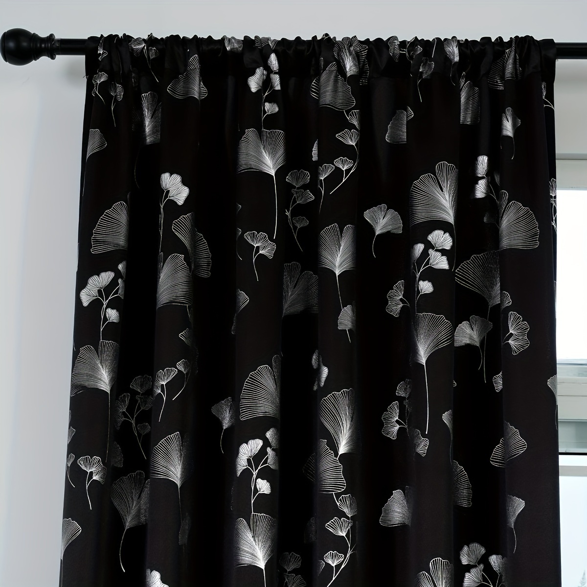 Leaf Print Blackout Curtains for Living Room Bedroom Window