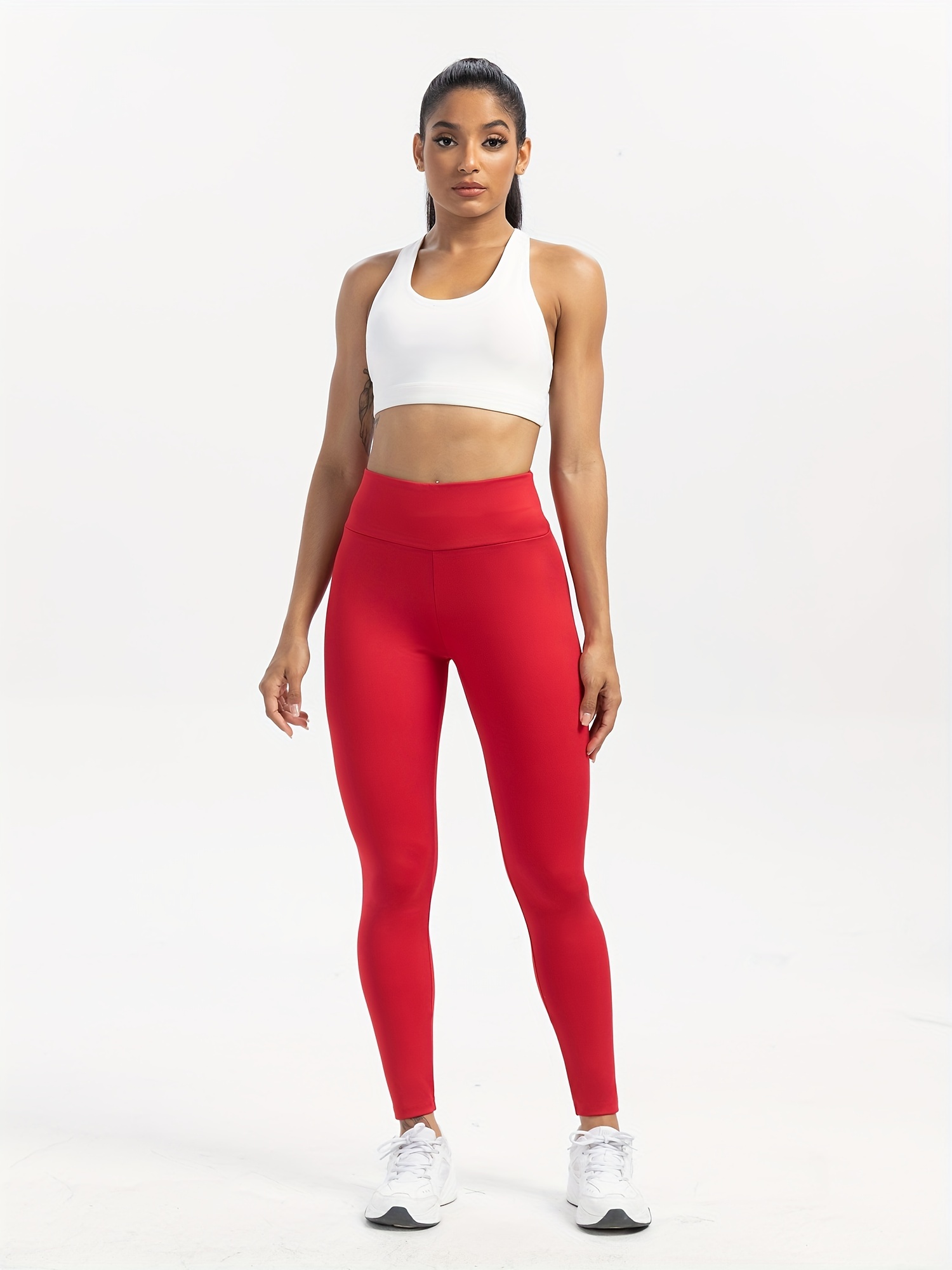 Solid Color Fitness Yoga Capri Pants High Waist Running - Temu Canada
