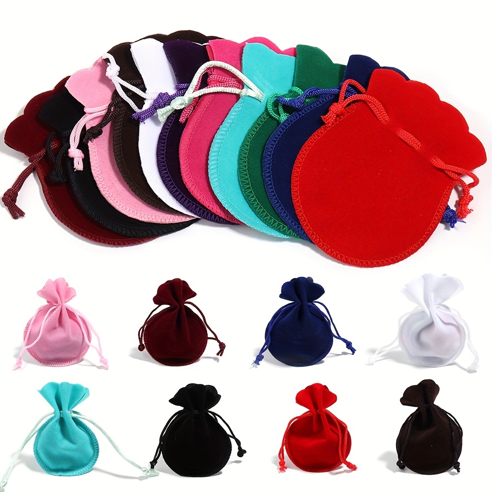 Luxurious Elegant Velvet Jewelry Bags With Pearl String Sachet Bag Solid  Pattern