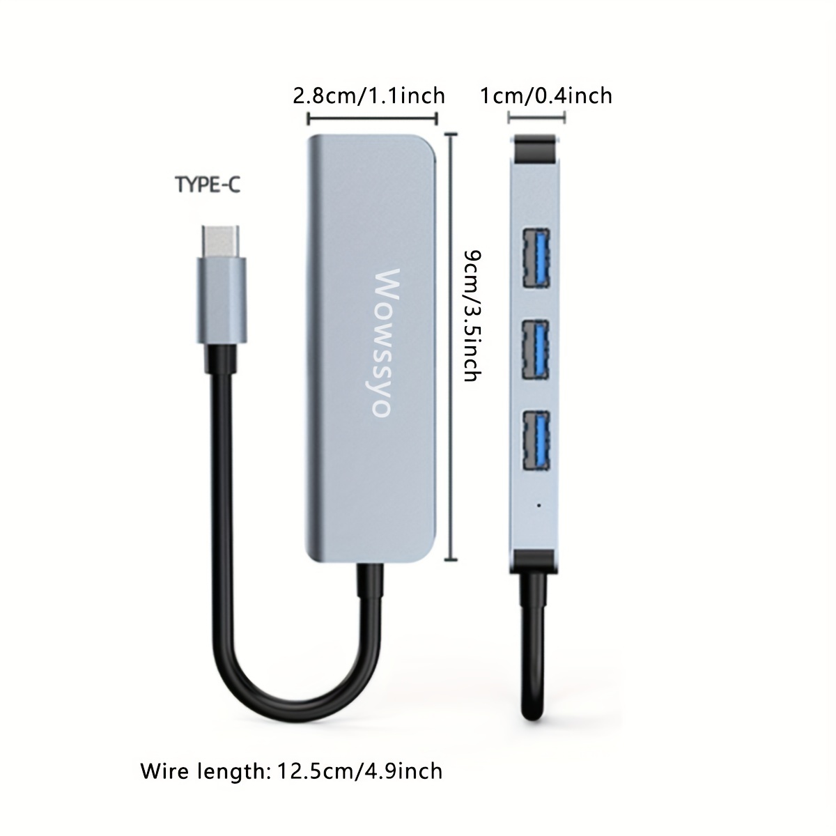 Hub USB C 4 en 1 USB 3.0 USB 2.0 avec adaptateur USBC vers - Temu