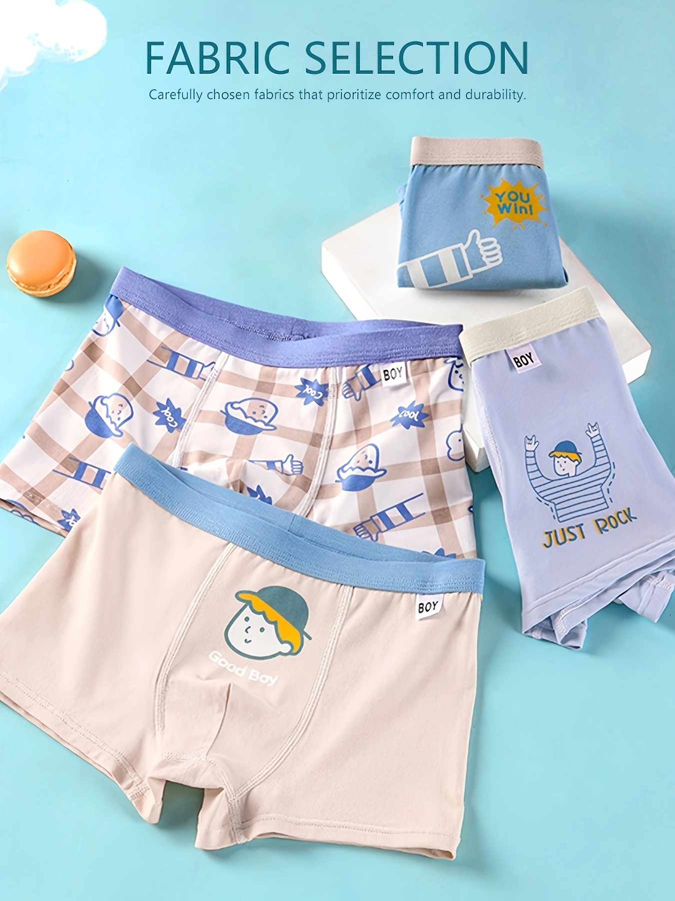 4Pcs Toddler Boys Underwear 95% Cotton Soft Breathable Cute Cartoon Boys  Pattern Comfy Boxers Under 12 Years