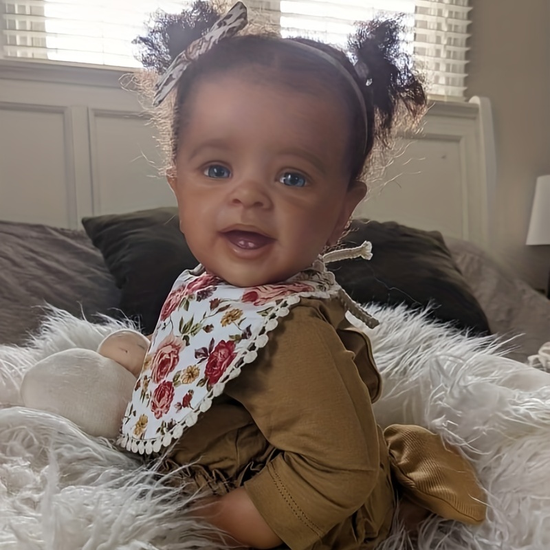 ADFO 50cm Black Bebe Reborn Dolls Tutti Brown Skin Realistic Baby Lifelike  Newborn Toys Baby Brown