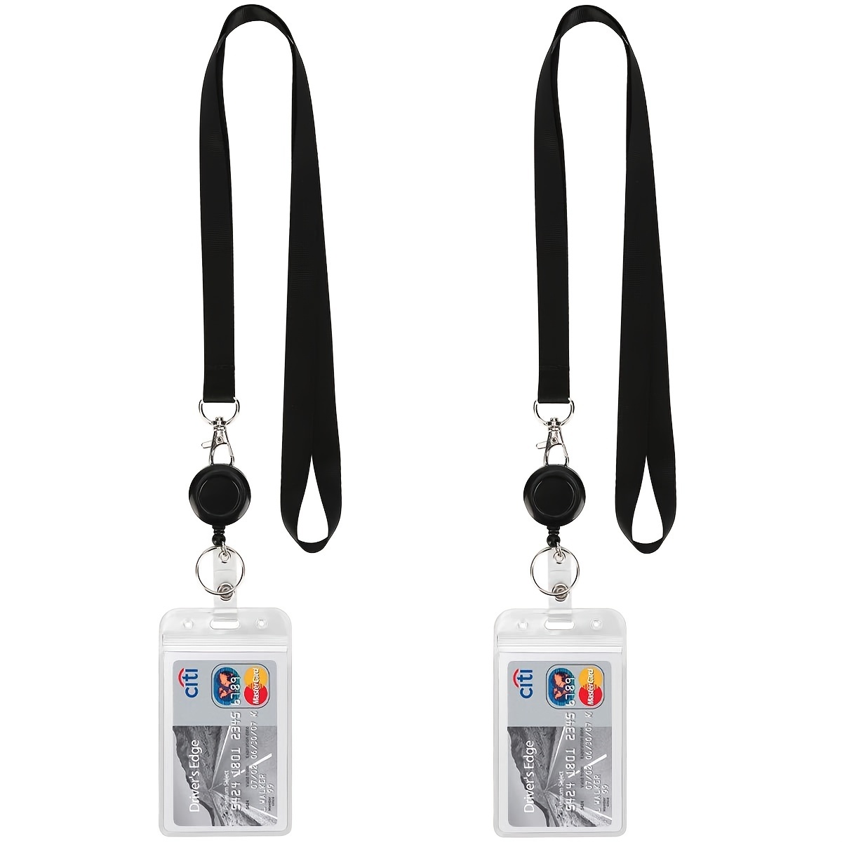 Lanyard With Badge Holder, Retractable Badge Reel With Detachable Neck Lanyard Strap And Vertical ID Holder