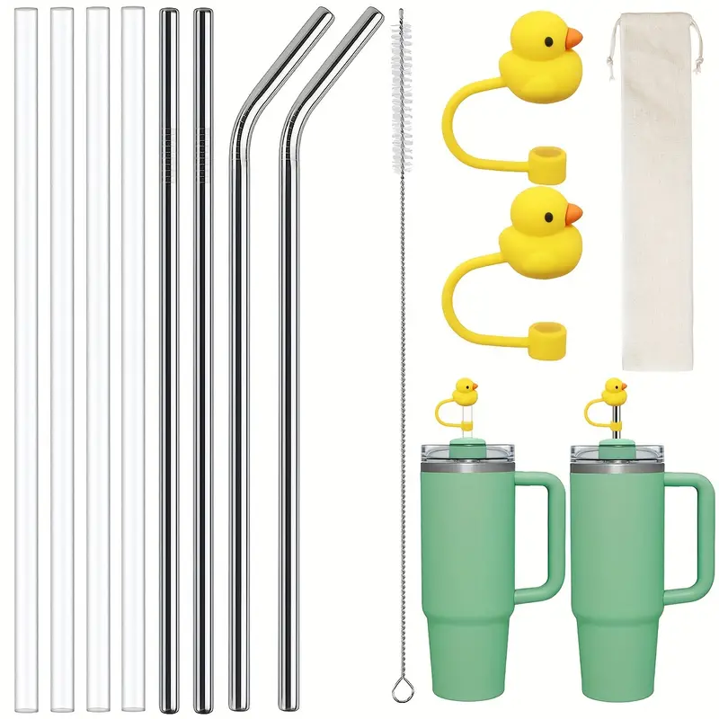 Straw, Plastic & Stainless Steel Replacement Straws For Stanley