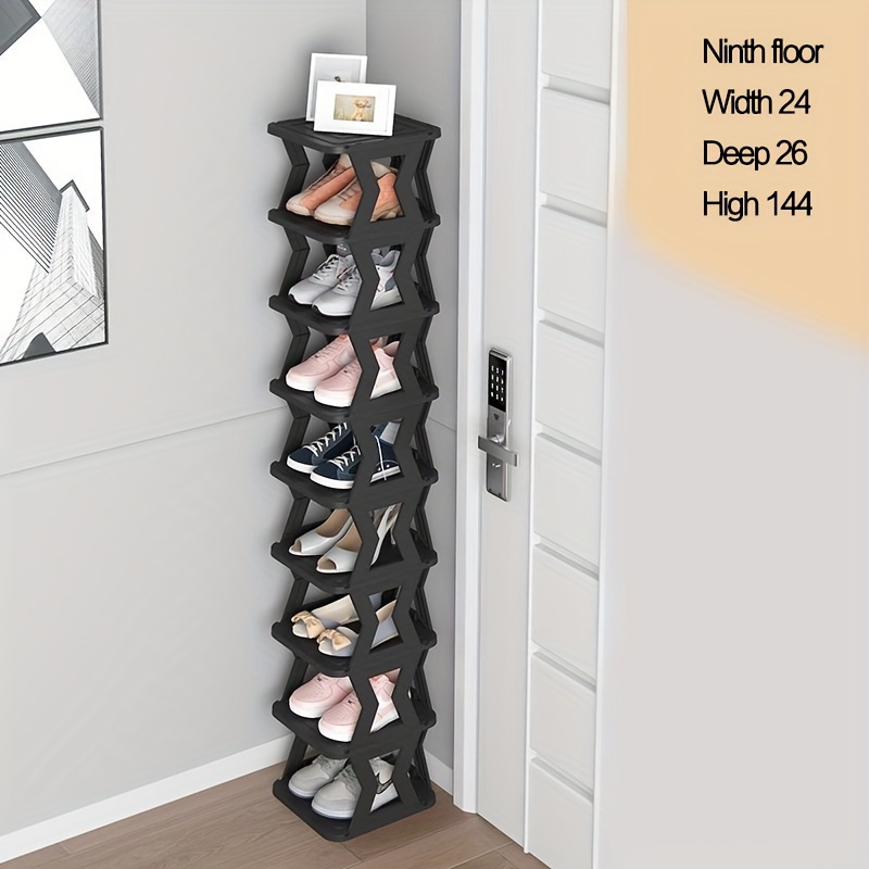 Organizador de zapatos plegable de 6 niveles de instalación estrecha y  libre, pequeño zapatero para puerta delantera, entrada y almacenamiento de