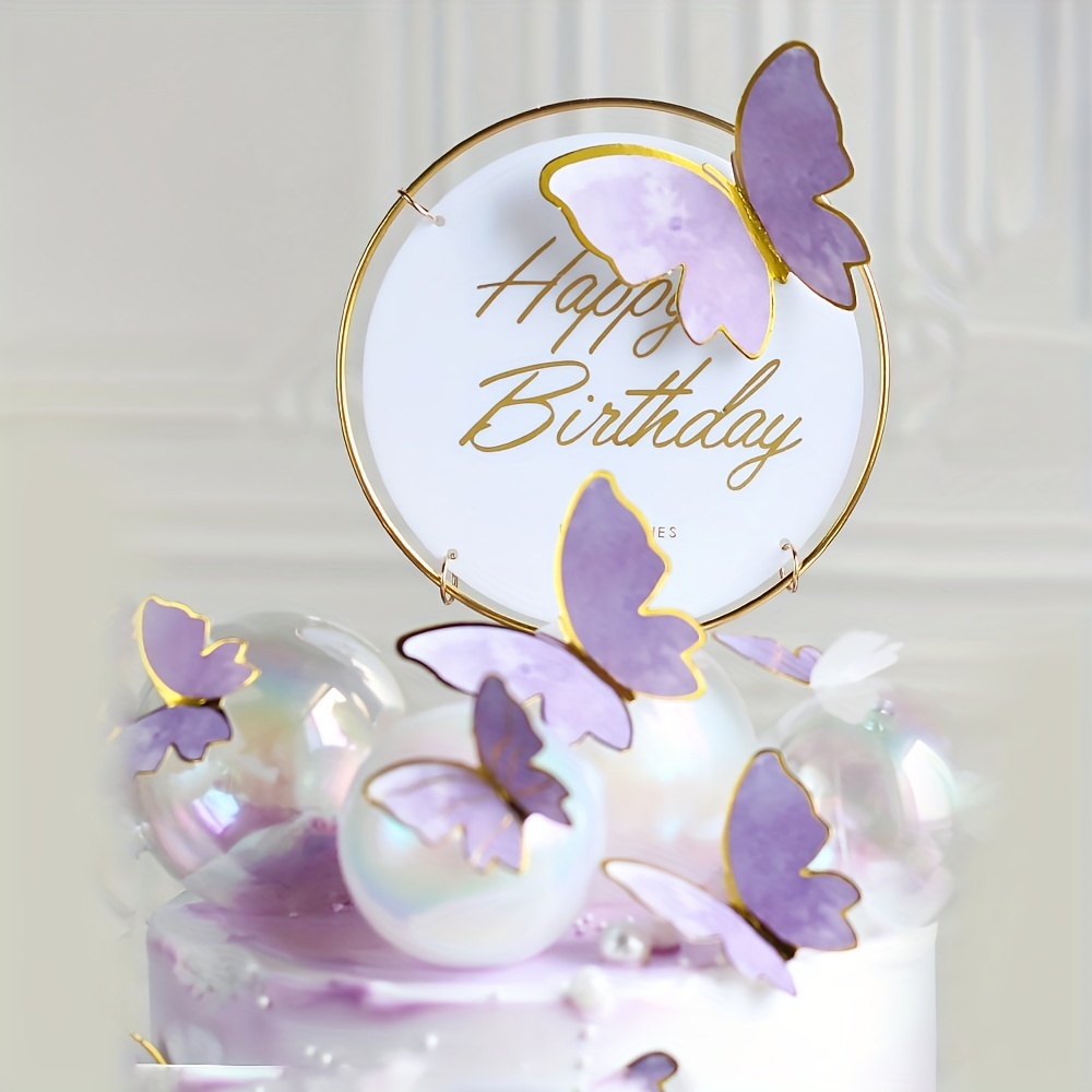 Butterfly Cake Toppers Purple White Butterflies Cake - Temu Australia