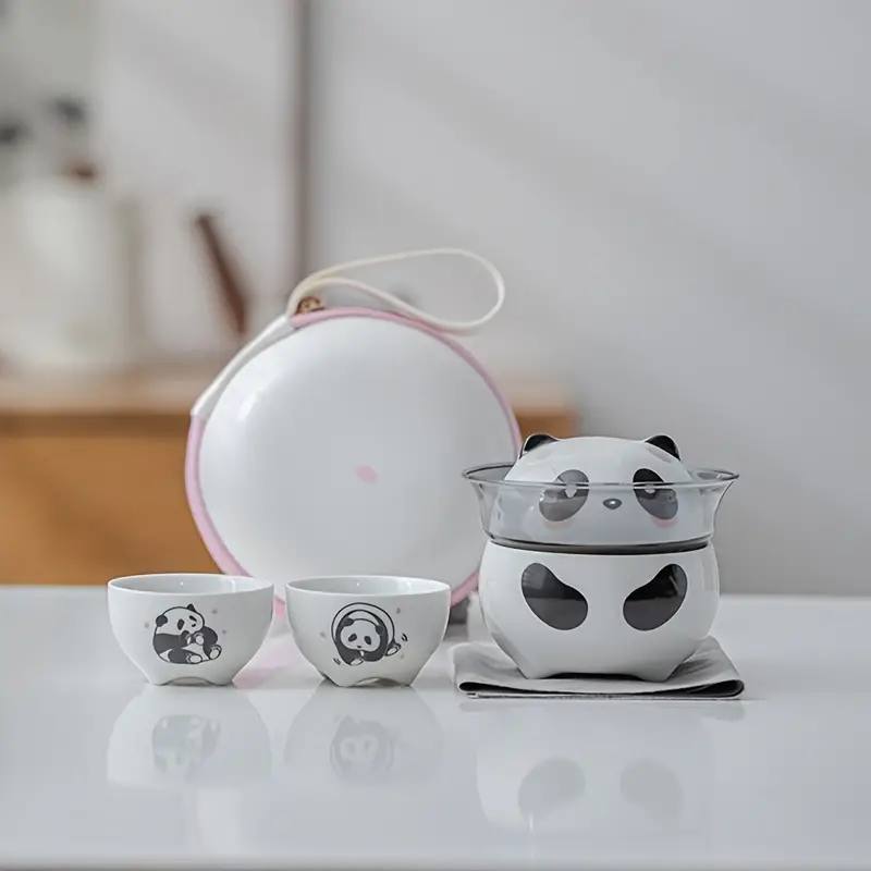 Panda, Portable Travel Tea Set, Outdoor Travel Single Tea Maker