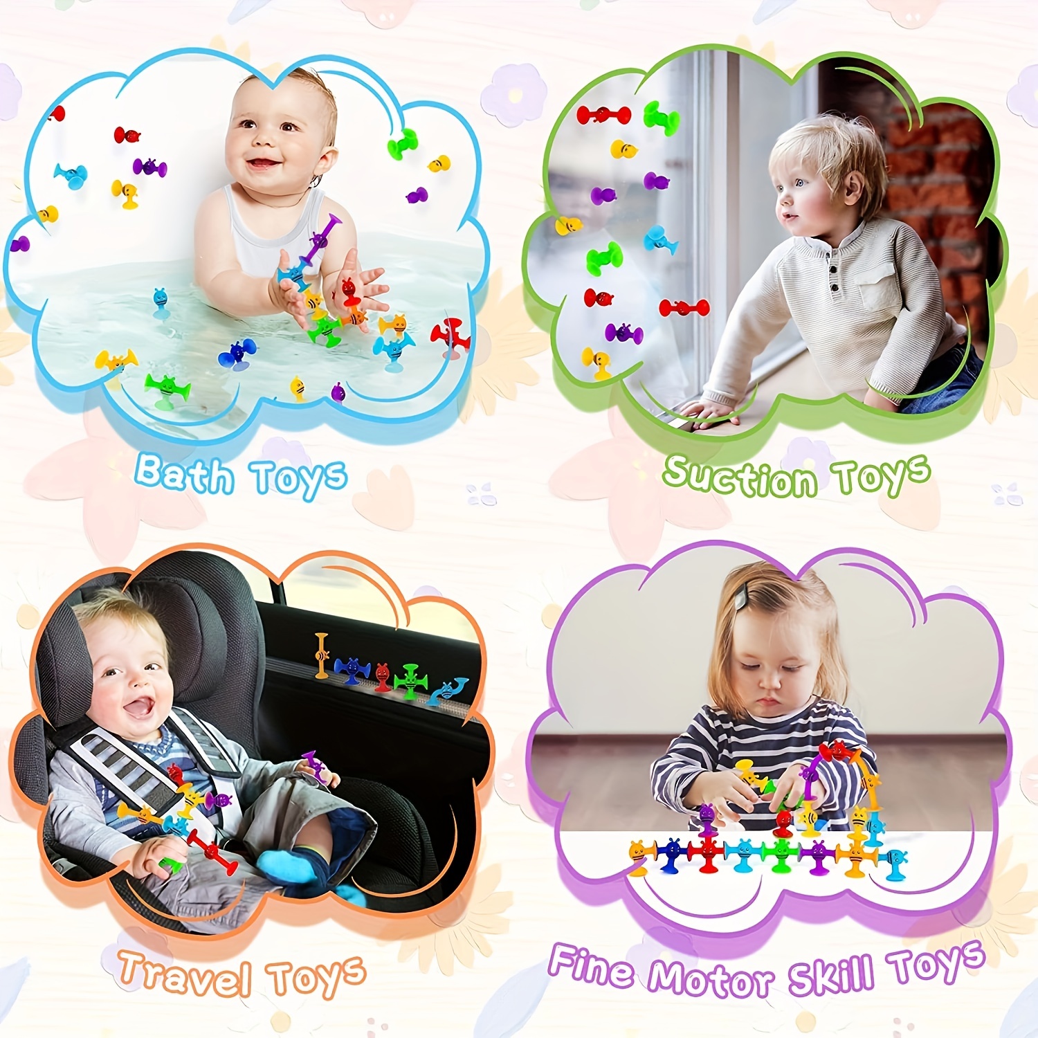 Suction Toys Silicone Sucker Toys Baby Bath Toys Sensory - Temu