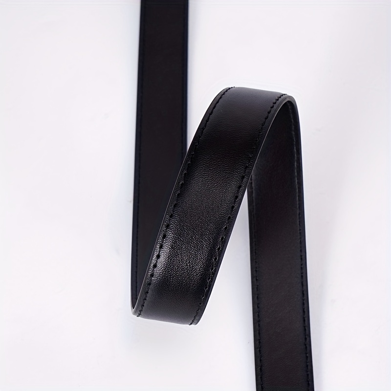 Solid Color Leather Thin Belt Simple Square Pin Buckle Waist - Temu