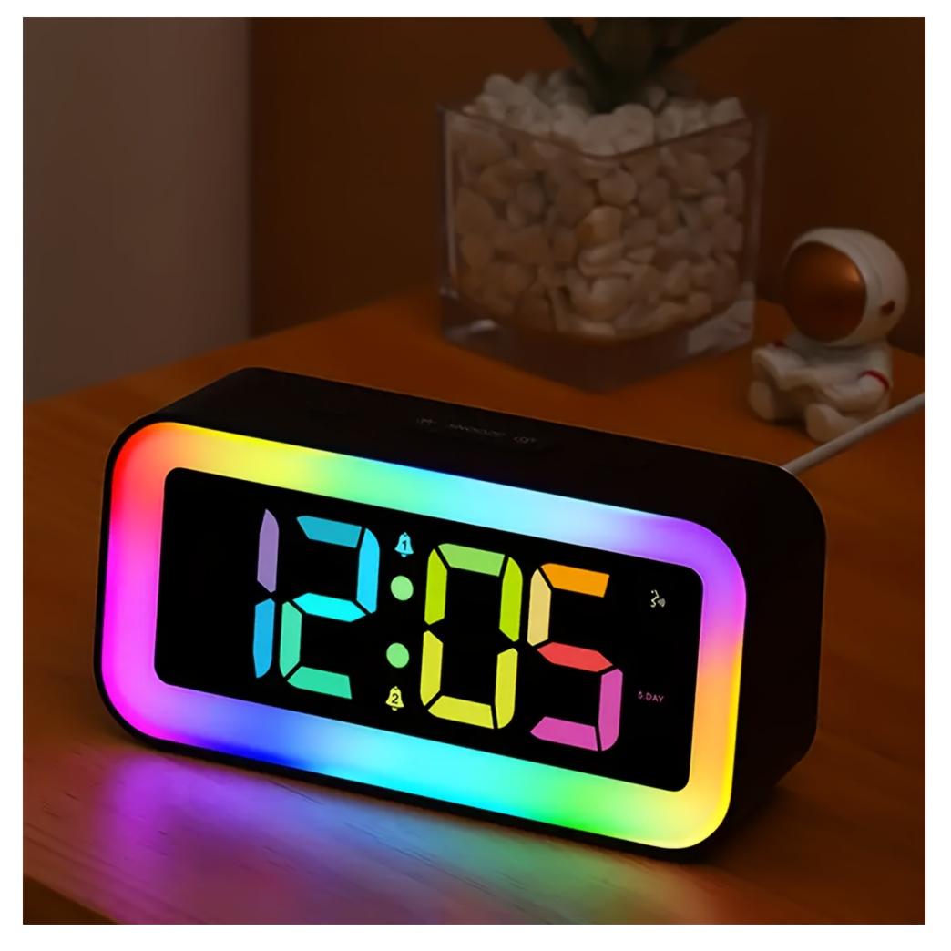 1pc Multi Functional Plastic Alarm Clock Music Speaker Atmosphere Creative Wireless  Charging Night Light Night Wake Led Colorful Smart Home Atmosphere Light, Buy , Save