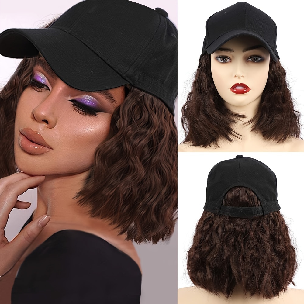 Baseball cap clearance wig