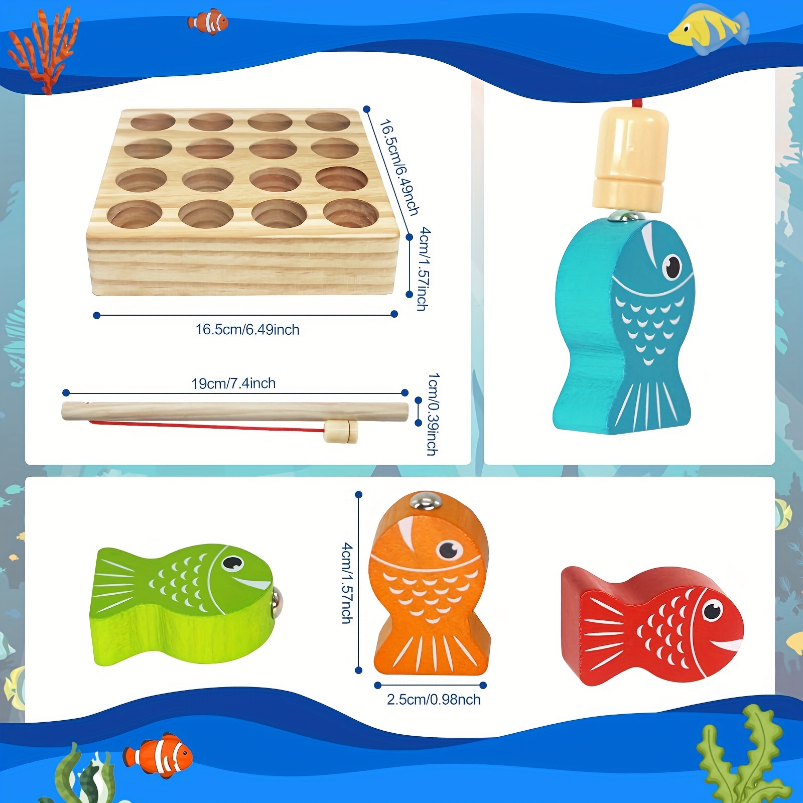 Montessori Toys Wooden Magnetic Fishing Game Education - Temu