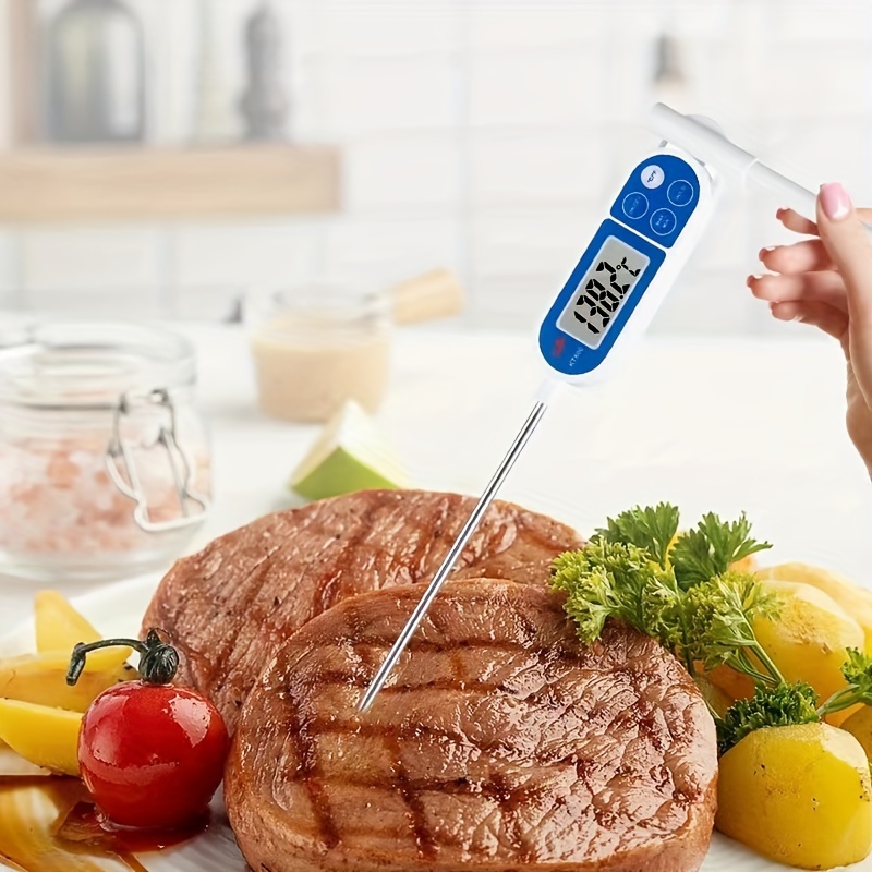 Thermomètre Cuisine, LCD Thermomètre Cuisson Digital à Lecture Instantanée  avec Double Sonde & Fil Long, Réglage d'Alarme & Aimant