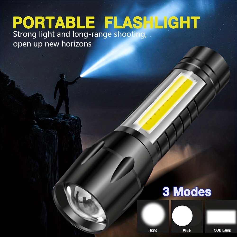 Linterna LED Recargable USB Alta Potencia con ZOOM, Mini Linterna