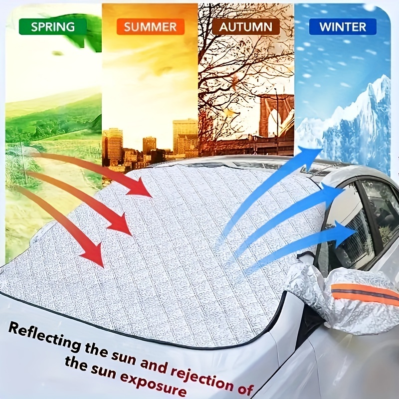 SNMIX Housse de pare-brise ultra épaisse pour l'hiver | Pare-soleil  réfléchissant UV pour l'été | Protection de pare-brise avant pour voiture,  SUV