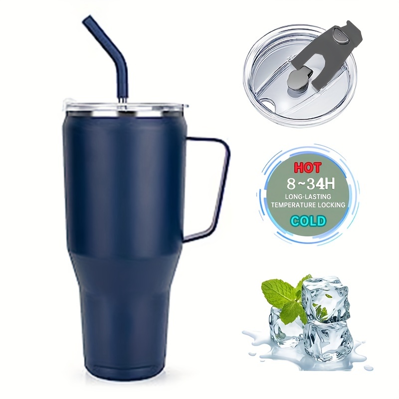 40oz Stainless Steel Tumbler with Handle and Straw Lid,100% Leak-proof  Travel Coffee Mug, Wall Vacuum Insulated Mug Keeps Drinks Cold &  Hot,Dishwasher Safe Cup for Water Iced Tea or Coffee, Price $18.