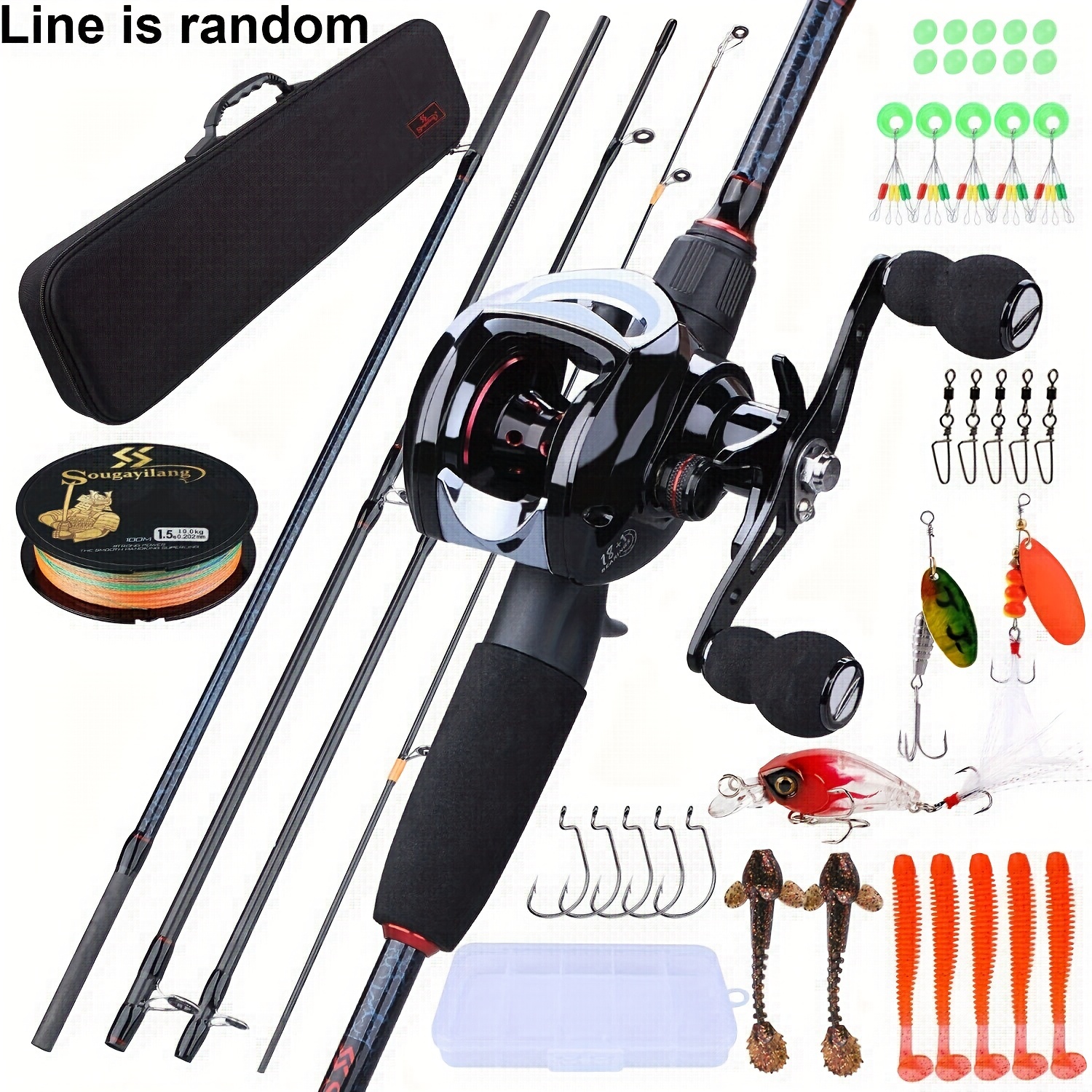 Sougayilang Casting Fishing Rod Reel Set Bag Fishing Line - Temu