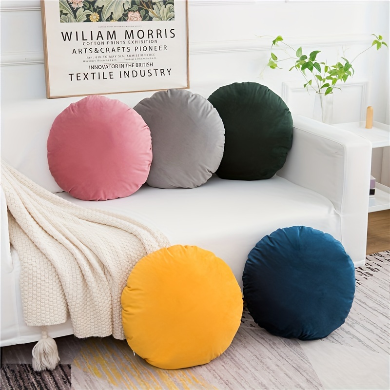 

1pc, Solid Color Round Throw Pillow Cover For Home Decor - 18''x18''/45cm*45cm - Perfect For Bedroom, Living Room, And More - Cushion Not Included