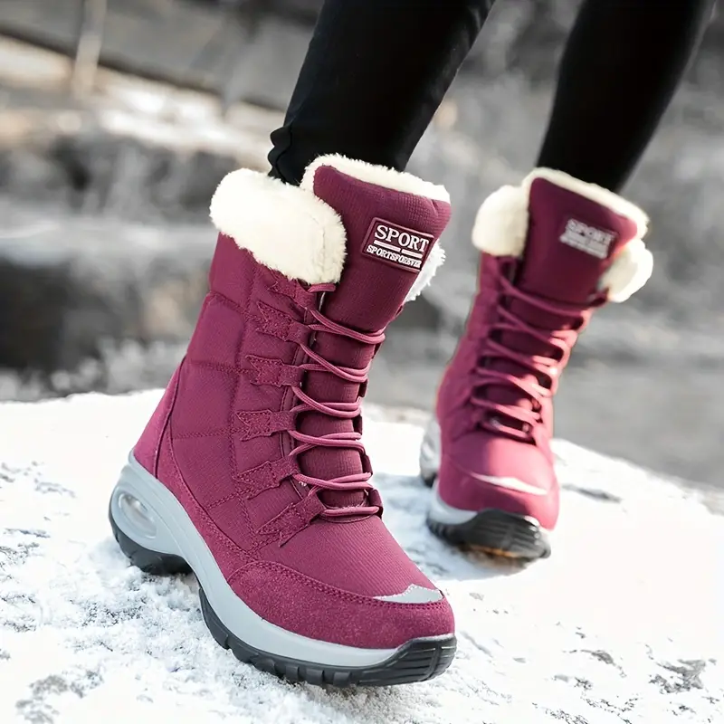 womens mid calf winter boots waterproof warm faux fur lined non slip snow boots womens footwear details 6