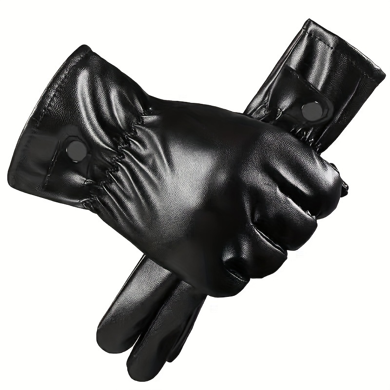 Guantes impermeables de piel sintética para hombre, manoplas