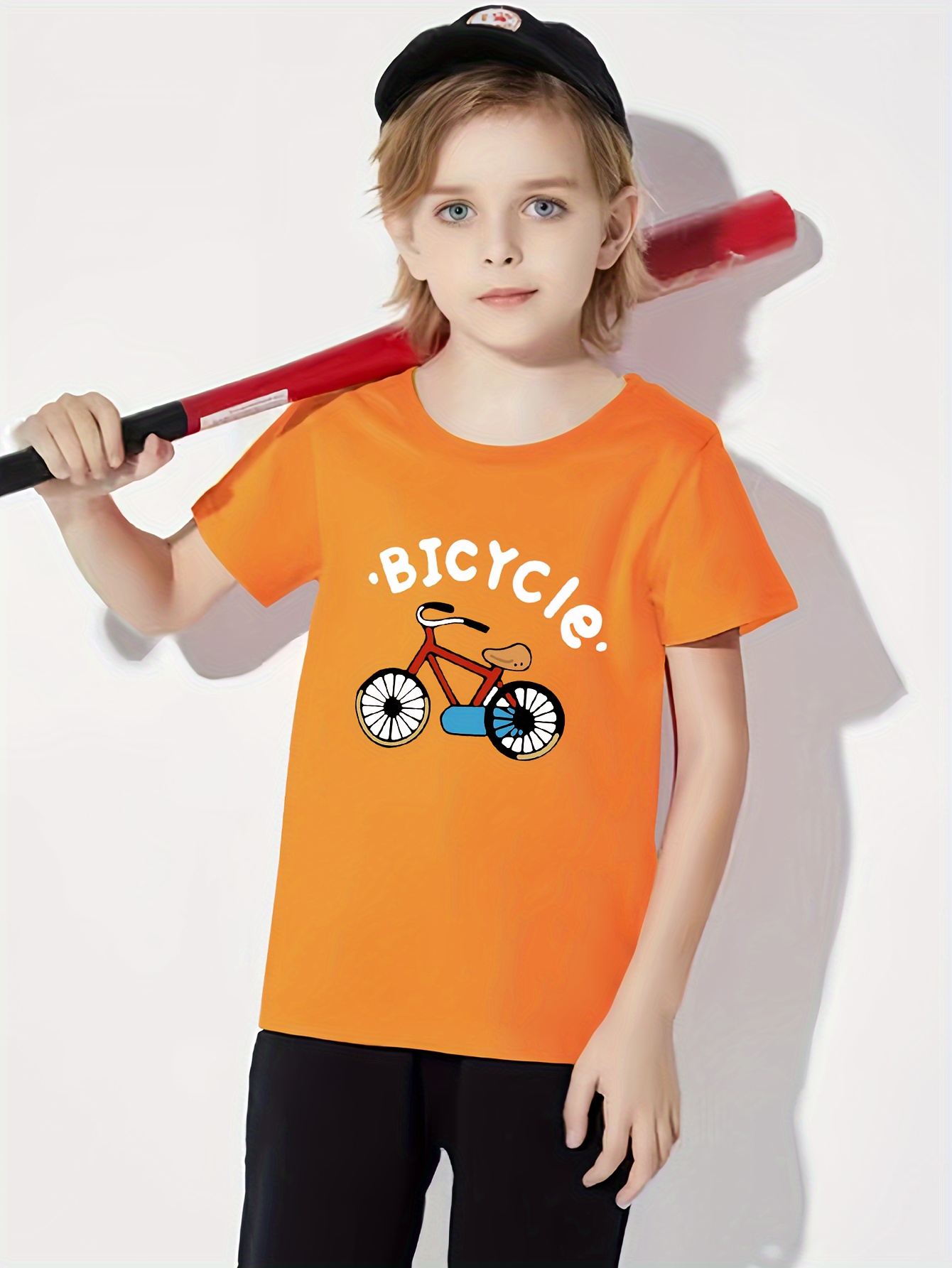 Camiseta infantil de desenho animado para bicicleta e moto