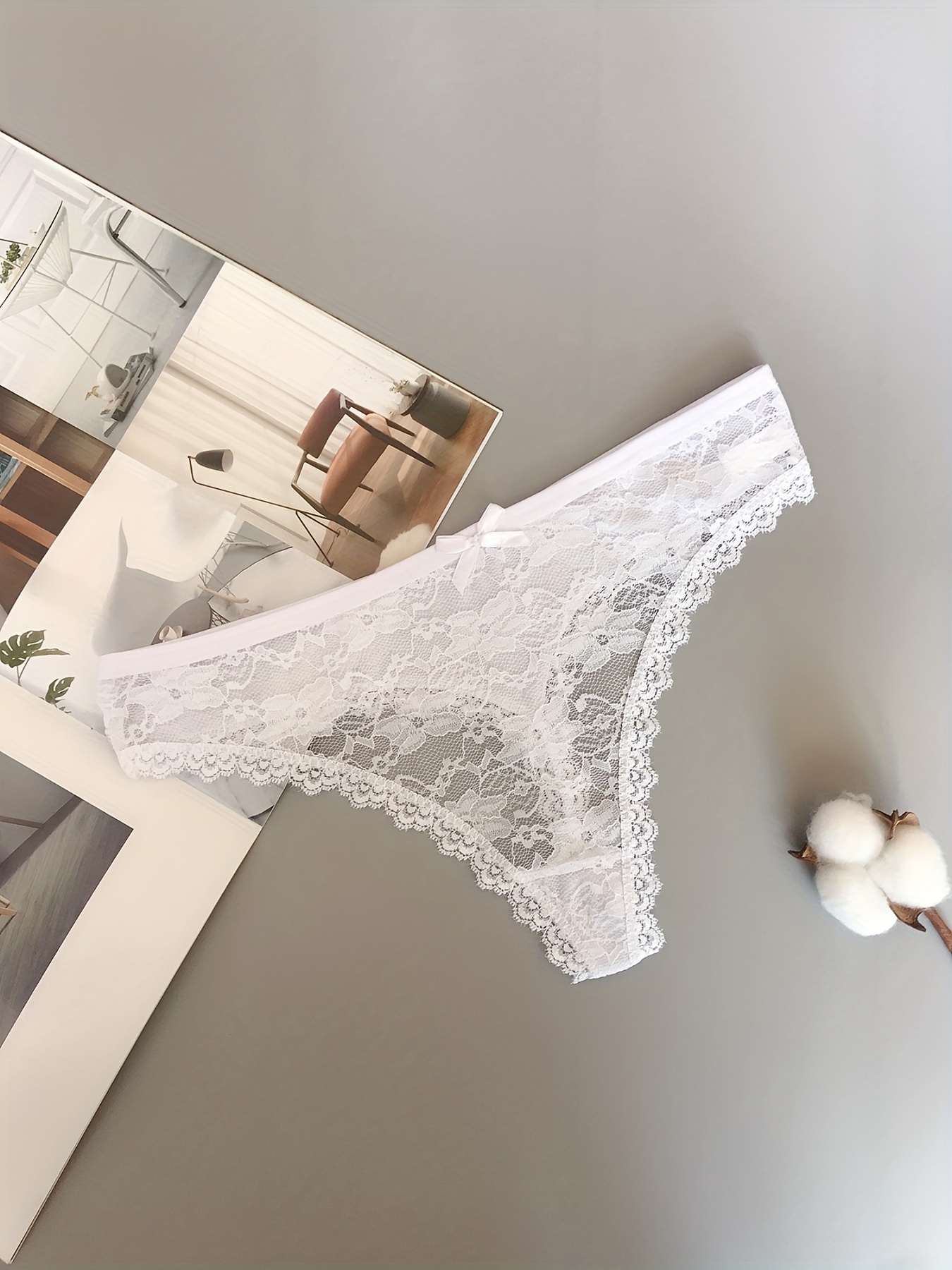 Floral Lace Mesh Thongs See Stretch Panties Women's Lingerie