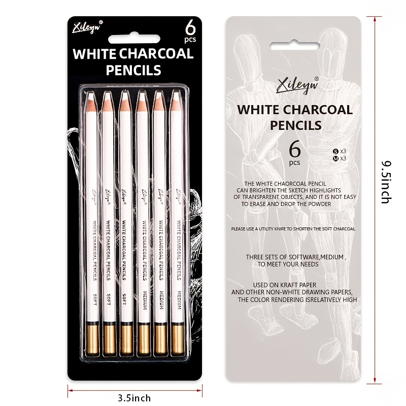 Comprar Lápices de carbón de dibujo blancos profesionales, juego de lápices  de dibujo a lápiz estándar, 3 uds.