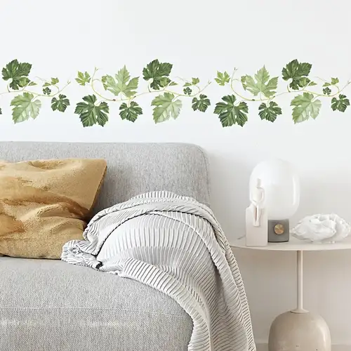 Stickers muraux muraux de vigne verte suspendus, Plantes, feuilles