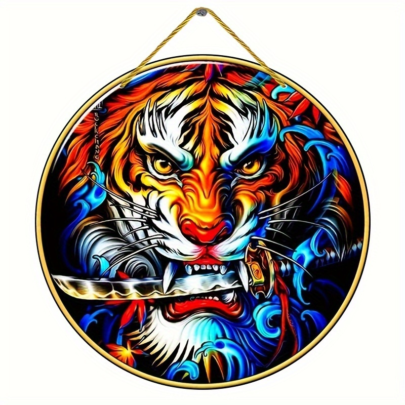 1pc, Couronne De Danger En Acrylique Rond Décorative, Logo Tigre, (8 x8 /  20 X 20 Cm)