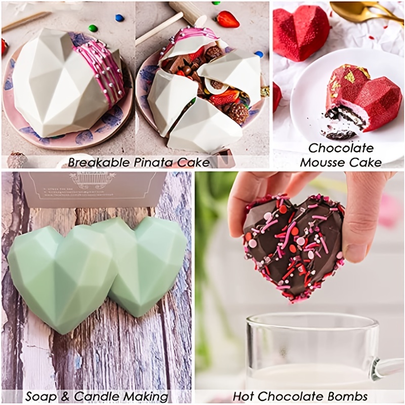 6-Cavity Heart Shaped Silicone Mold for Chocolate, Mousse, Hot