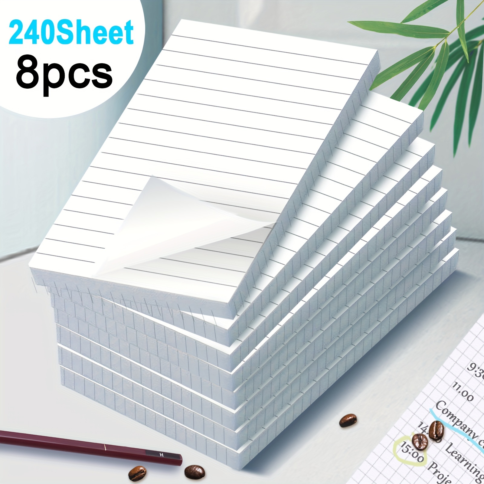 

8/5/3pcs, Line Sticky Notes, Self-adhesive Notepads, Sticky Notes, Strong Adhesive Stickers, College-ruled White Paper, 30 Sheets Per Book, Easy To Post Notebooks For Office, Home, And School