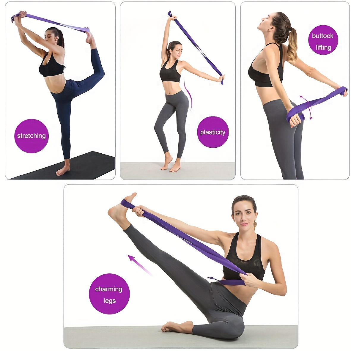Slim Panda Yoga Strap for Yoga Pilates Ballet Dance,(10+ Colors,6