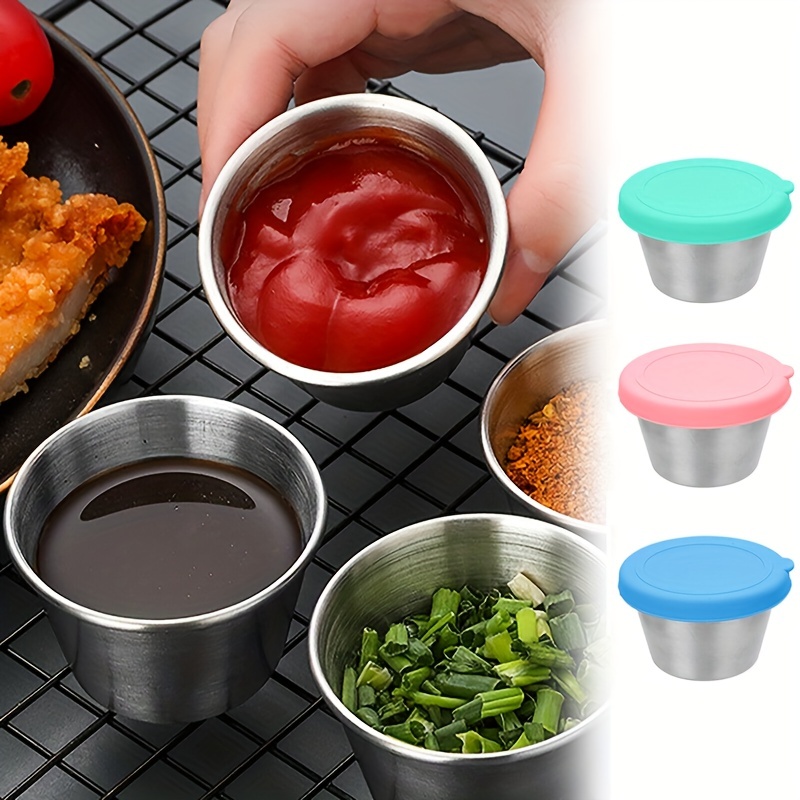 Salad Dressing Container To Go Reusable Stainless Steel Sauce Cups Small  Condiment Containers With Leakproof Silicone Lids For Lunch Bento Box  Picnic Travel - Temu