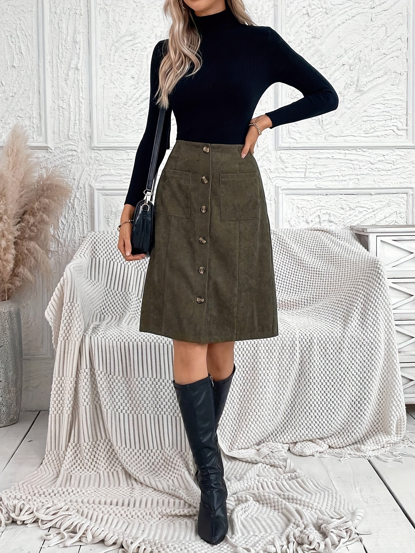 Knee length cord discount skirts