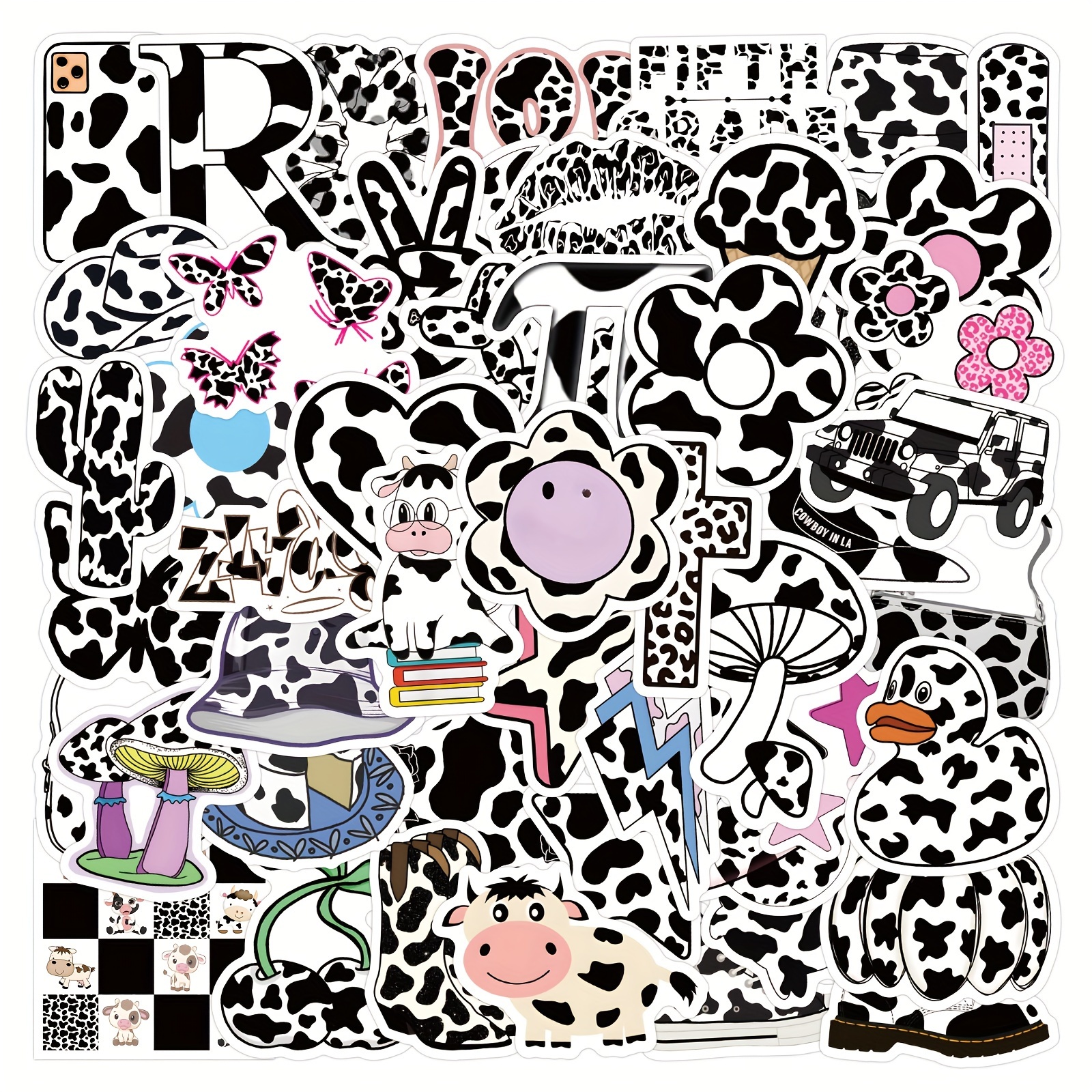Printed Cow Stickers Detachable Cow Pattern Decal Stickers for Water  Bottles
