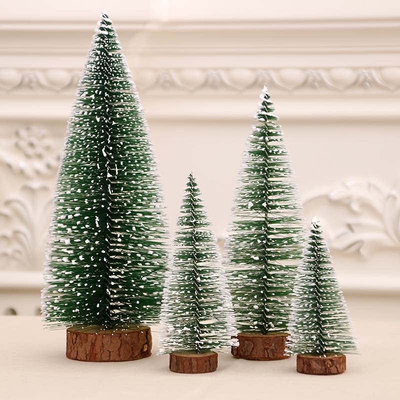 Cone Shape Cut Out Wooden Mini Christmas Tree Is Painted With Green  Patterns Tiny Christmas Ornaments Are Hanging On Small Table Size Christmas  Tree Winter Holiday Decoration New Year Attributes Stock Photo 
