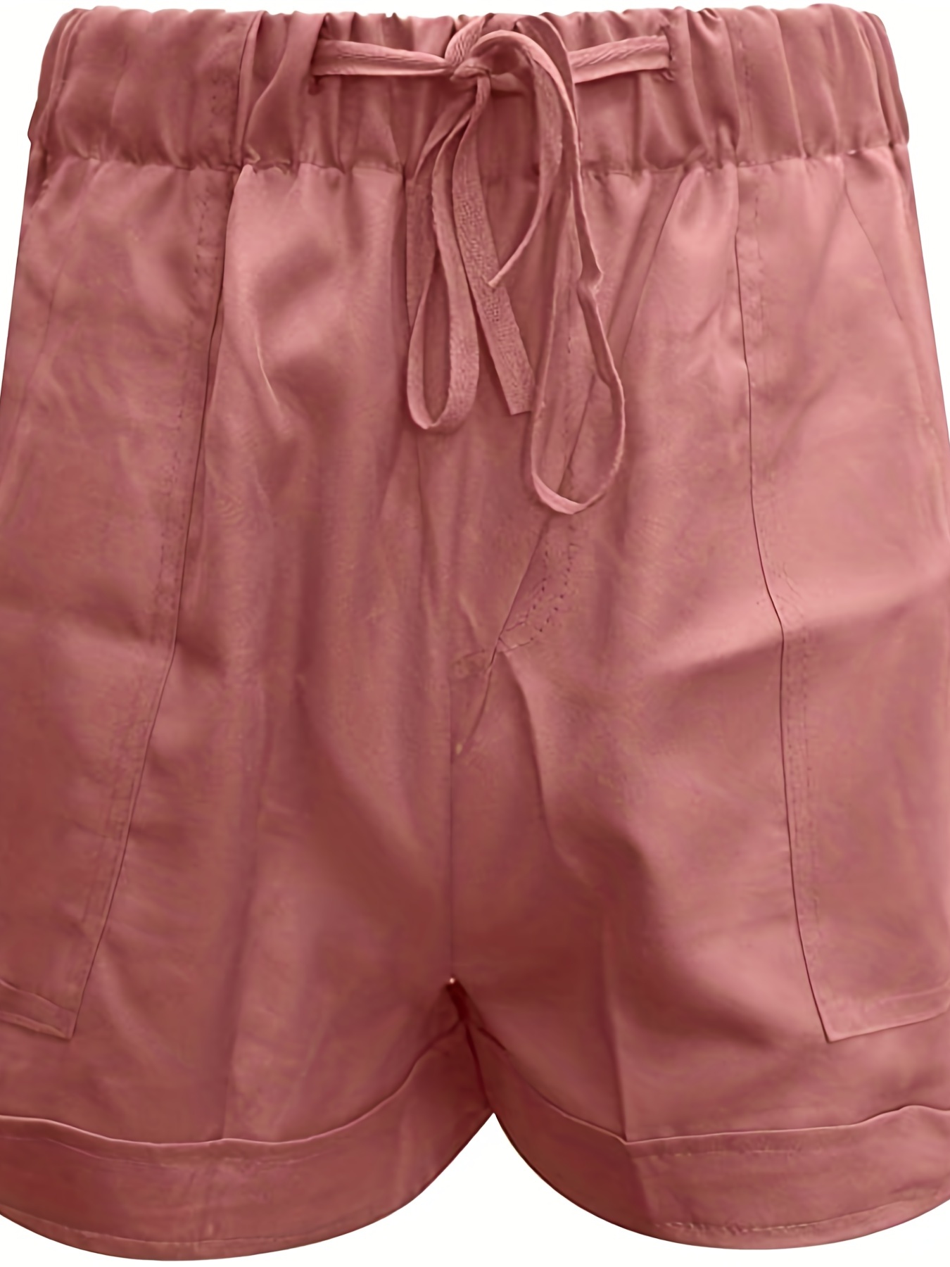 Solid Drawstring Shorts Casual Elastic Waist Versatile - Temu