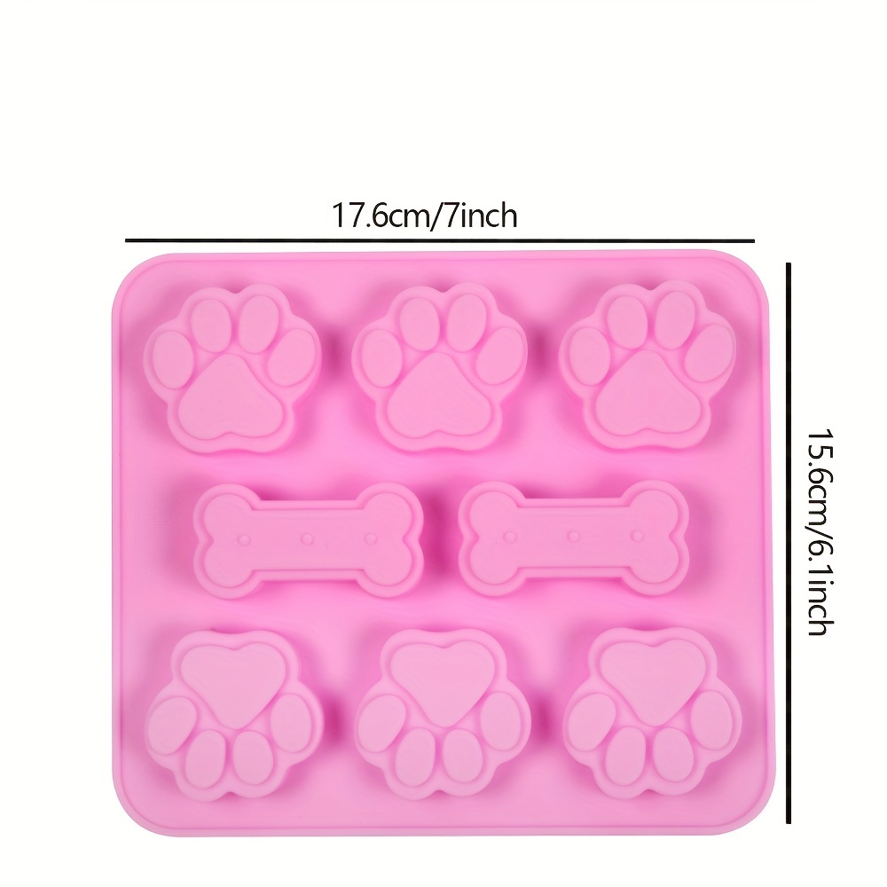  Paw and Bone Candy Molds Silicone - 2Pcs Dog Treat Molds for  Chocolate Candy Silicone Molds for Baking Puppy Ice Cube Shapes - Blue and  Pink Dog Bone Cake Pan Paw