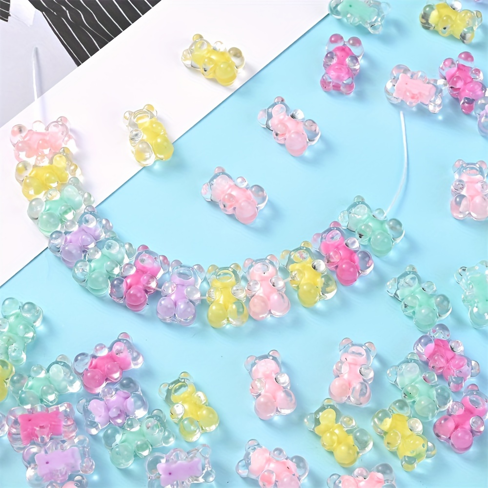 30pcs Mixed Color Gummy Bear Beads Diy Jewelry Accessories
