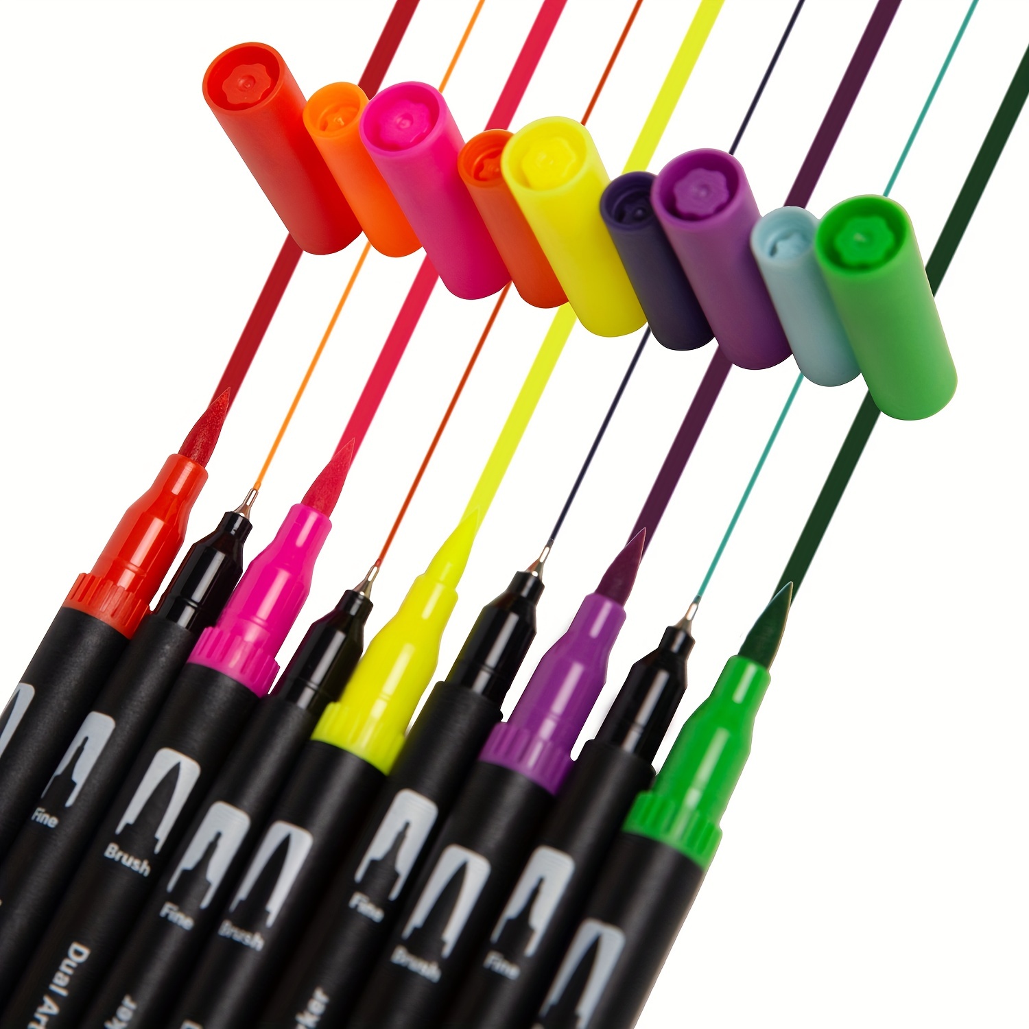 Rotulador para colorear, marcador de doble punta de pincel para colorear  para adultos, caligrafía de 34 colores, punta fina para planificador de